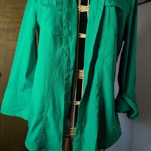 Cato Emerald Green Button-Up Top